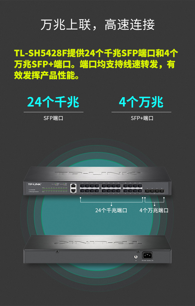 TP-LINK TL-SH5428F 萬(wàn)兆上聯(lián)三層網(wǎng)管交換機(jī)